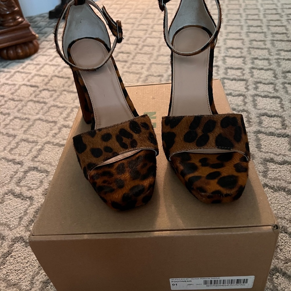 Boden Leopard Hair Calf platform sandals size 8.